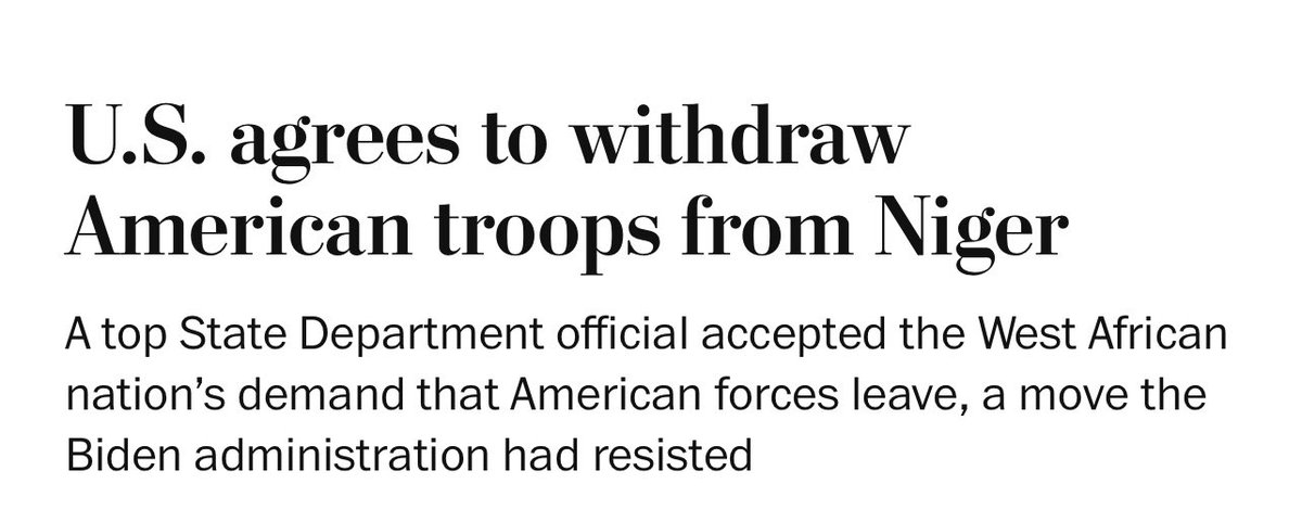 Some rare good news: After a whistleblower came out and said the Biden administration’s refusal to leave Niger has put US troops in danger and @mattgaetz submitted a report to Congress on the issue, the U.S. has agreed to leave Niger.