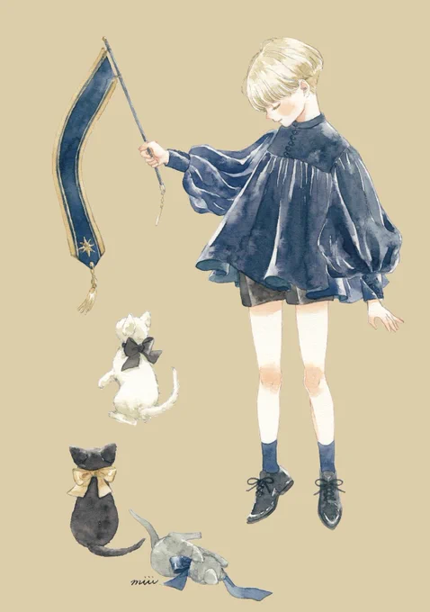 子猫と男の子#透明水彩 #watercolorpainting 