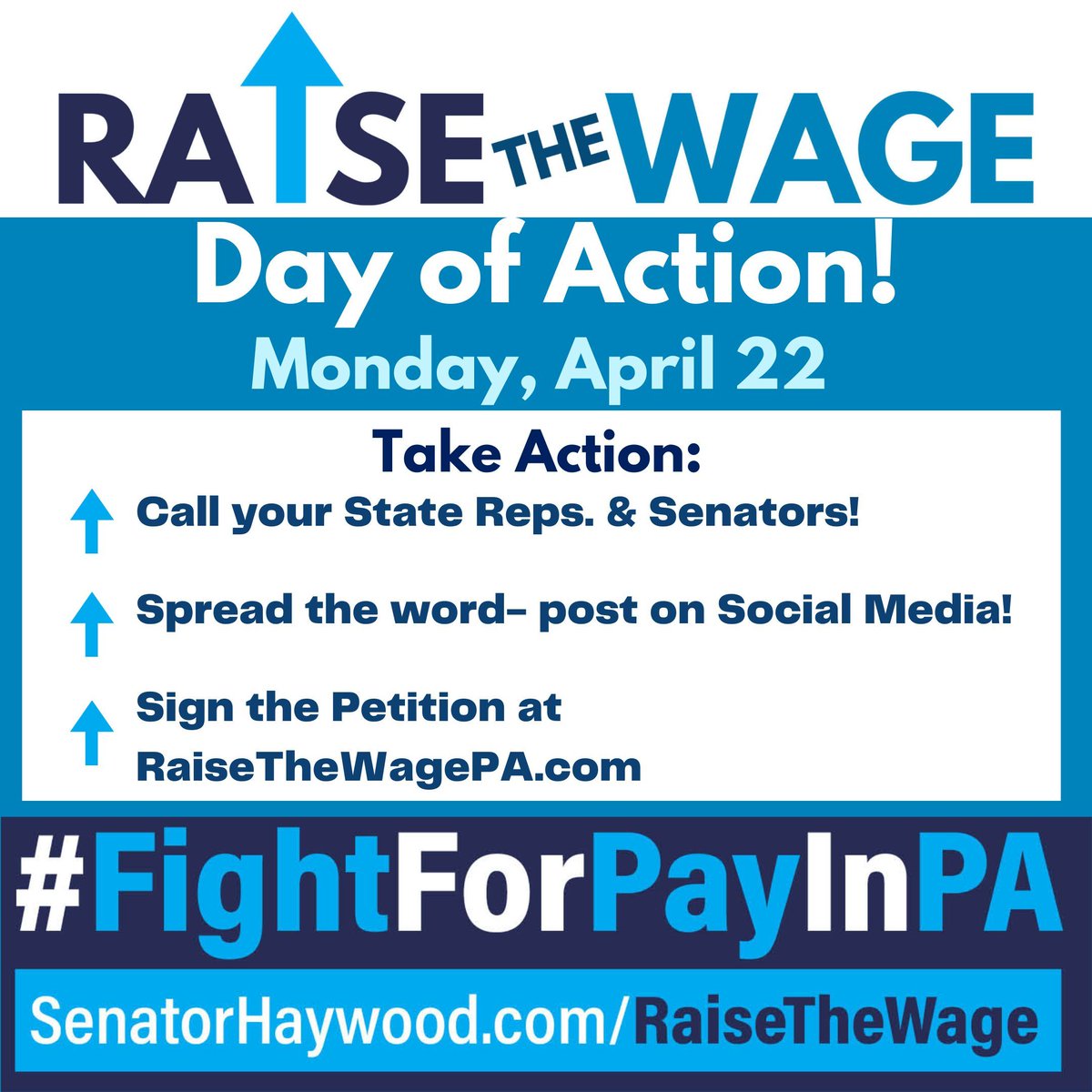 Join us on Monday's #RaiseTheWage Day of Action! Our fight continues for a living wage in PA. It's time to give Pennsylvania's workers a minimum of AT LEAST $15 per hour.