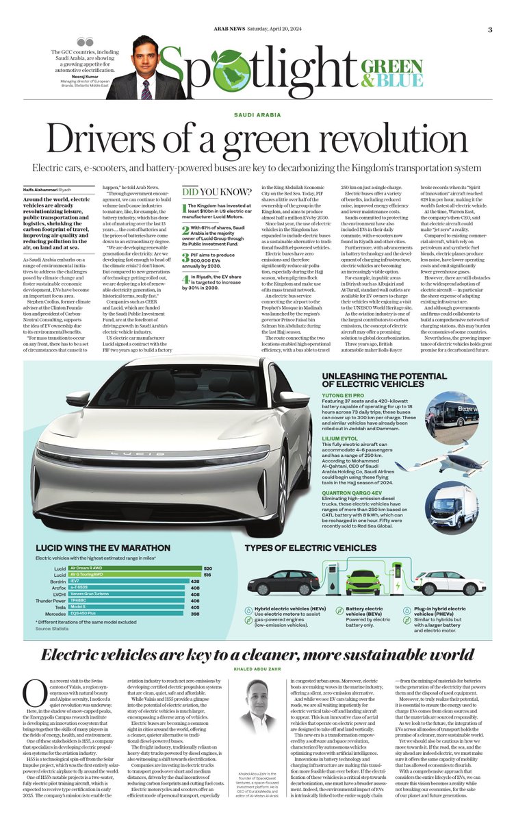 @ceer @LucidMotors #GreenAndBlue: More than just electric cars: Environmentally conscious #Saudis are turning to e-scooters & electric buses to get around. Read more here. arab.news/jeas6