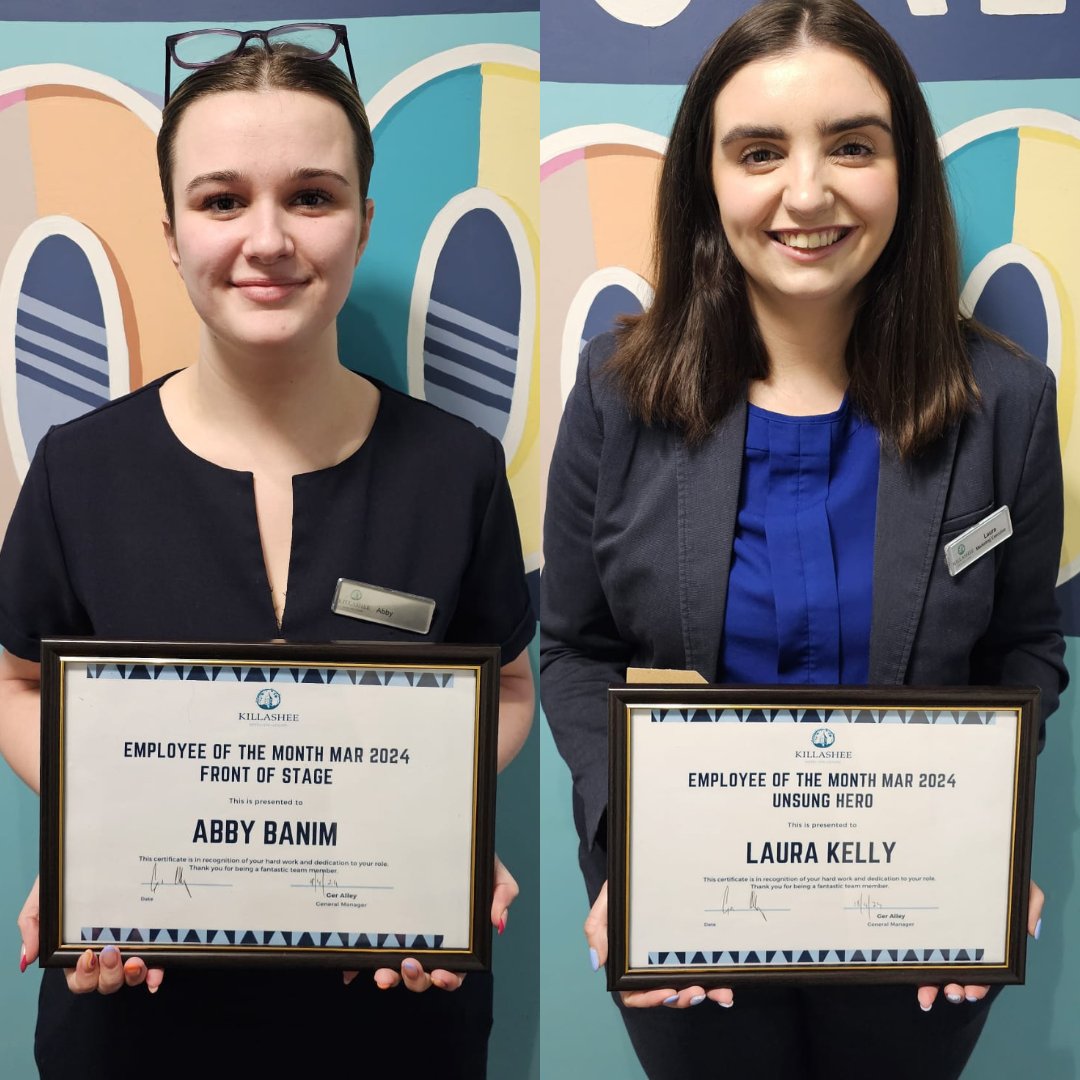 Our wonderful employee's of the month for March! 🌟 Front of Stage: Abby Banim – Spa Reservations 🌟 🌟 Unsung Hero: Laura Kelly – Marketing Executive 🌟