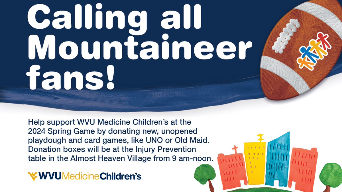 We're one week away from the Gold-Blue Spring Game! 🏈 If you plan on attending, consider bringing an unopened pack of playing cards or Play-Doh. If you're unable to attend but you want to help support Children's, visit our amazon wishlist linked below. amzn.to/41MYaq0