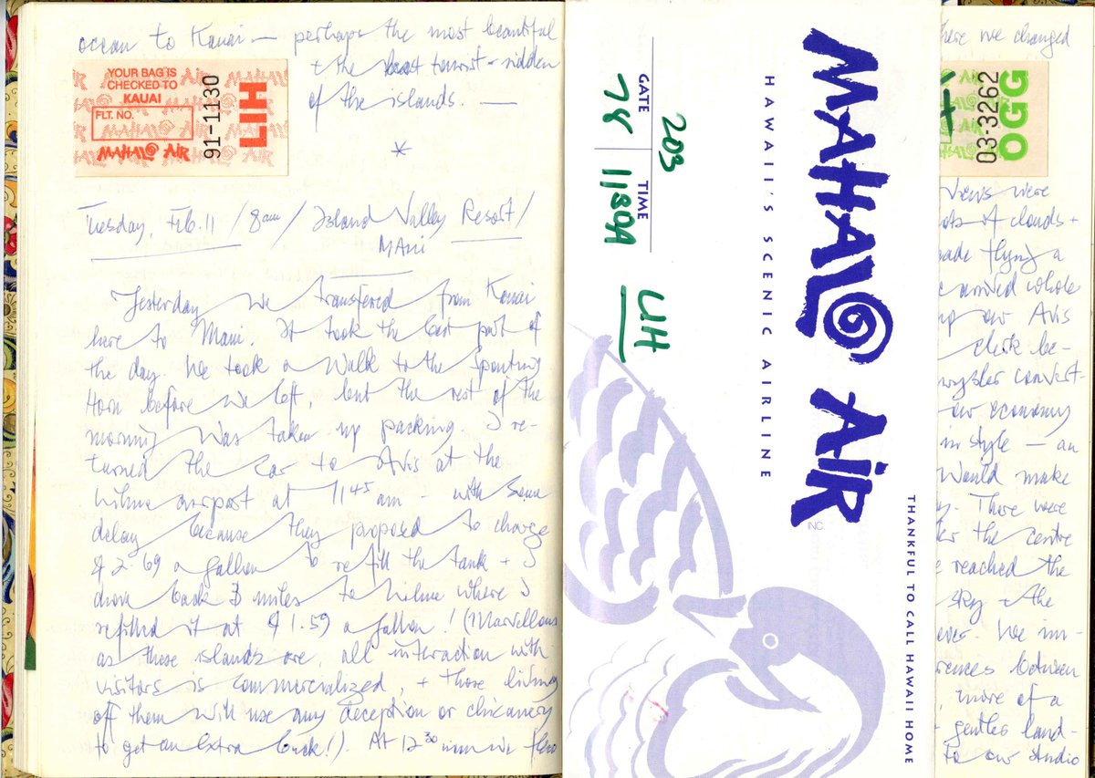 CU_Archives's tweet photo. #ArchiveAtoZ: T is for Travel Diaries. Travel diaries offer a glimpse of the enriching experience of travel through the eyes of their writers/keepers. This sample is a trip to Hawaii taken by English Professor Henry Beissel in 1997. #CU_Archives https://t.co/sjtZzy0hCZ