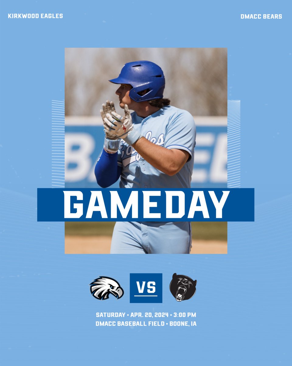 Kirkwood Eagles (@kirkwoodeagles) on Twitter photo BASEBALL
🆚 Des Moines Area (21-19, 9-11 ICCAC)
🕒 3:00 PM
📍 DMACC Baseball Field | Boone, IA
💻 shorturl.at/qsuD8
📊 shorturl.at/eqFPY
#GoEagles🦅⚾️ | <a href="/KCC_BSB/">Kirkwood Baseball</a> BASEBALL
🆚 Des Moines Area (21-19, 9-11 ICCAC)
🕒 3:00 PM
📍 DMACC Baseball Field | Boone, IA
💻 shorturl.at/qsuD8
📊 shorturl.at/eqFPY
#GoEagles🦅⚾️ | <a href="/KCC_BSB/">Kirkwood Baseball</a>
