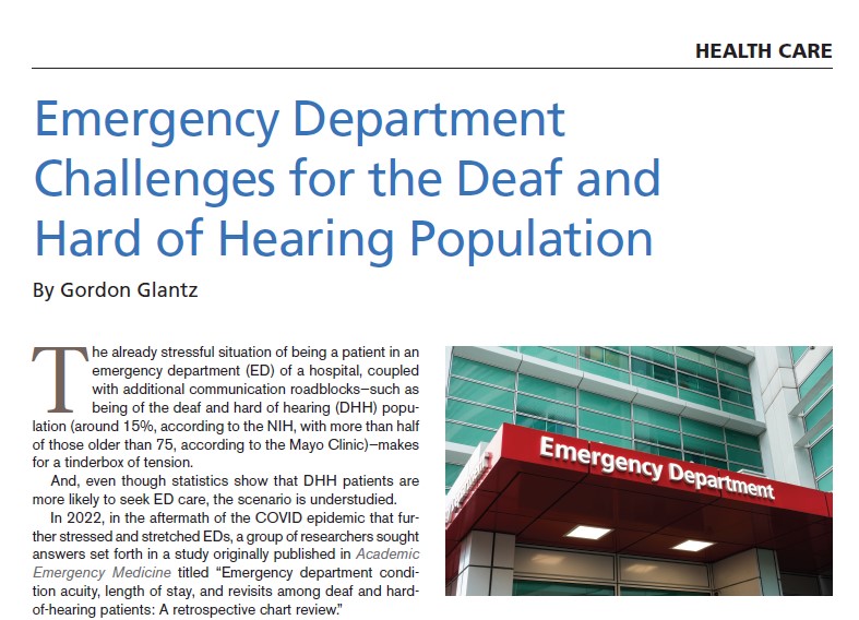 The #emergencydepartment can be a stressful place for anyone, but when a patient is part of the #deaf and hard of hearing population additional challenges come into play. Learn more. ow.ly/OJtW50R9zX6 #hearingloss #audiology #AuDpeeps #research