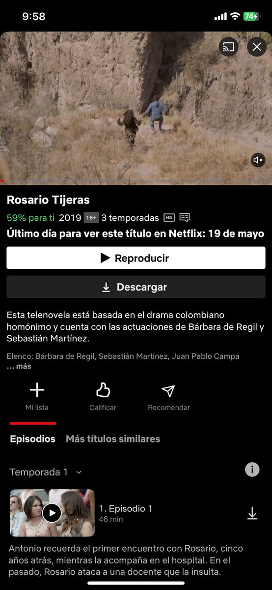 La serie/novela mexicana #RosarioTijeras será retirada del catálogo de Netflix el próximo 20 de Mayo.

#tehablodeseries