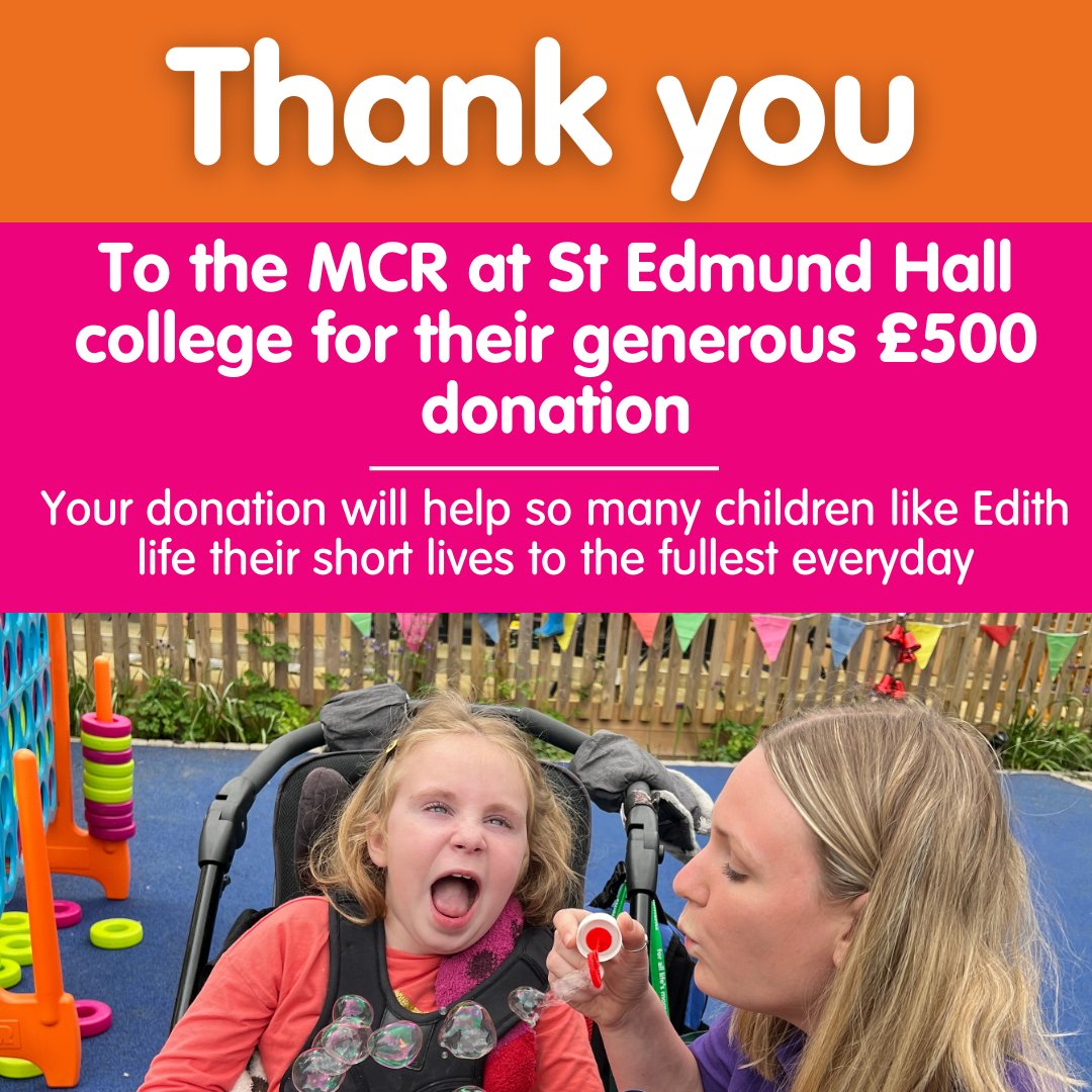 Thank you to St Edmund Hall’s graduate student community (MCR) who donated £500 to us, & to Daniele Cotton who nominated us. This donation means the world to us & the families we support. It'll allow so many more memories to be made.