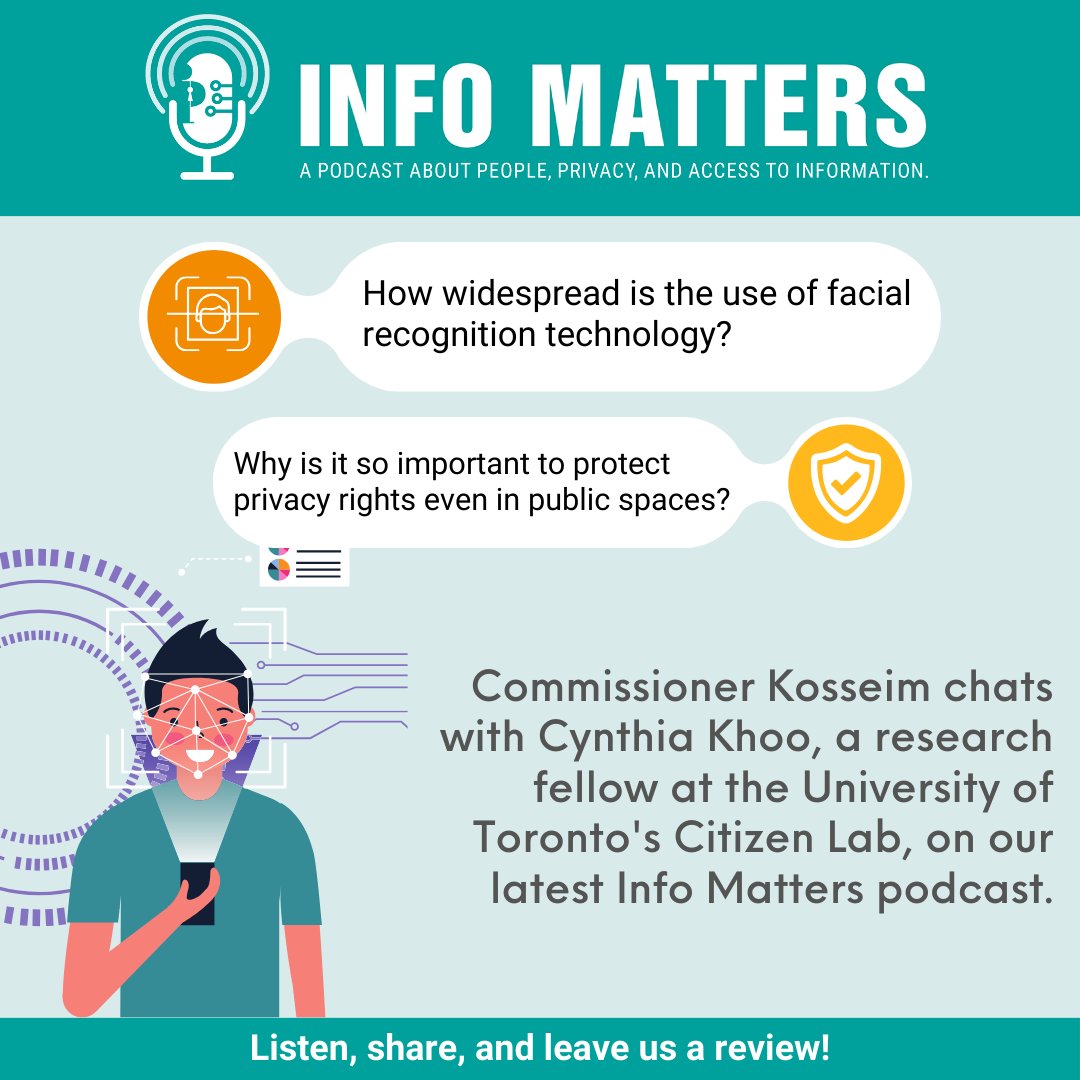 Don't miss out! In our latest episode of Info Matters, Commissioner Kosseim delves into the world of facial recognition technology with lawyer Cynthia Khoo. Learn about the privacy and human rights implications shaping our digital landscape. Tune in now! ow.ly/8wCX50Ri4hq