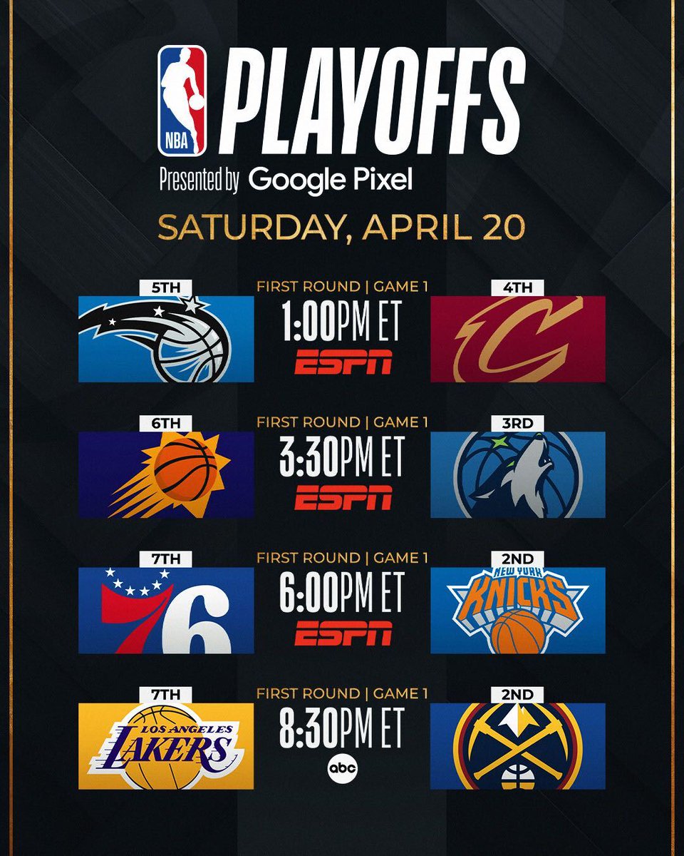 RichardBen20269's tweet photo. Game 1's ALL DAY on ESPN and ABC to open up the #NBAPlayoffs    presented by Google Pixel!

https://t.co/S5q296bQ6n
https://t.co/S5q296bQ6n

https://t.co/S5q296bQ6n https://t.co/Qpg2Nf30mI