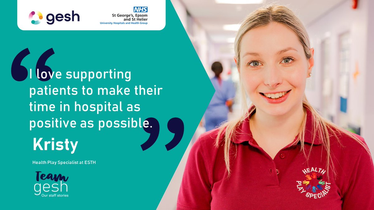 💬 'Supporting children to be more resilient is so important to me – especially during long-term or repeat stays at hospital.' Meet Kristy Parrack, Health Play Specialist at ESTH, who is our #Teamgesh staff story ❤️ stgeorges.nhs.uk/work-with-us/s…