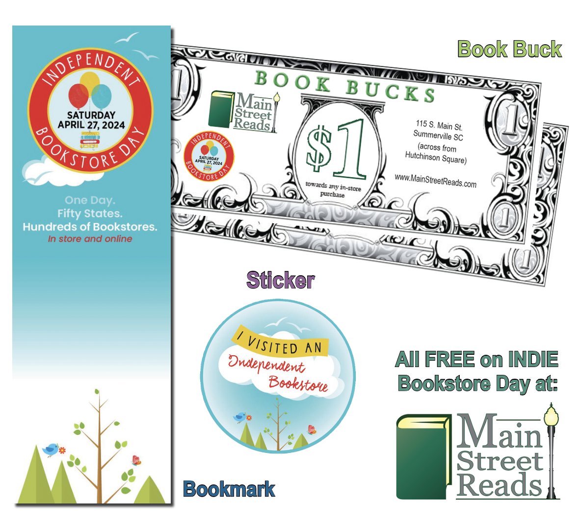 The countdown to #indiebookstoreday day begins - the big day is just a week away! See who's signing and what we're giving away at mainstreetreads.com/event/2024-ind… #indiebookstoreday #amreading #keepitsummerville #keepitlocal