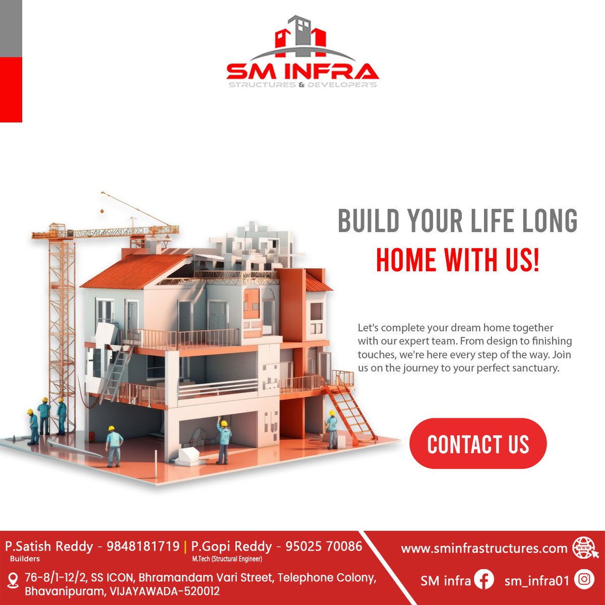 BUILD YOUR LIFE LONG HOME WITH US!

#sminfra #sminfraconst #dreamhome #homeplane #homedesigns #home #sweethome #homeconstruction #vijayawada #vijayawadaconstruction #buildtoendure #built #infrastructures #3darchitectureplans #structuraldesign #interiordesigns #perfecthome