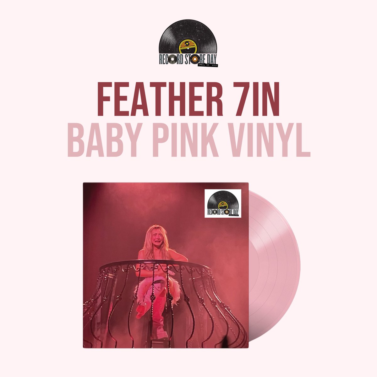 the feather 7in baby pink vinyl is on our minds. grab urs today at #RSD2024 🩷 find a local store: recordstoreday.com/Stores