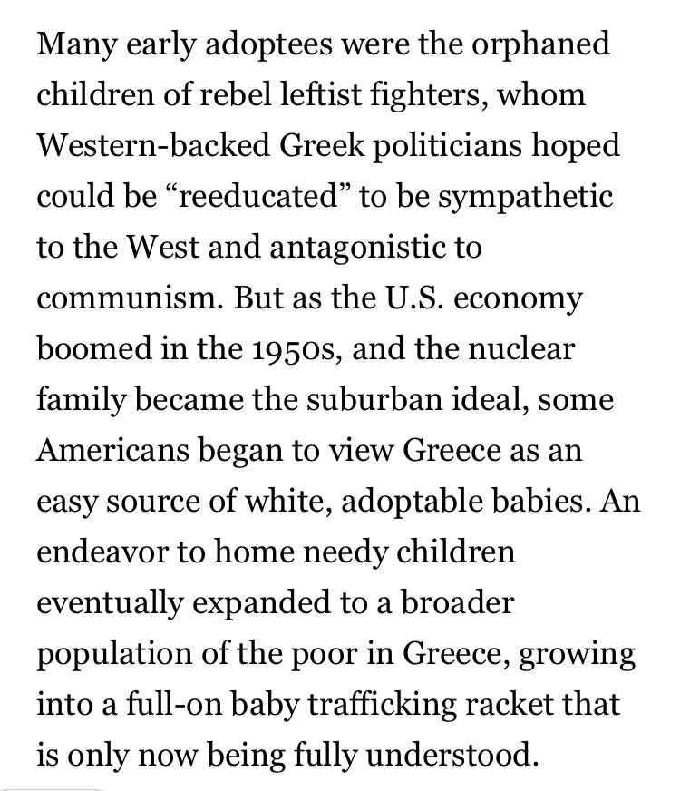 In Greece, transnational adoption began as a war crime and was then normalized. This model was replicated around the world. Still think secrecy is good, love makes a family, biology means nothing, and adoptees should just be be grateful?