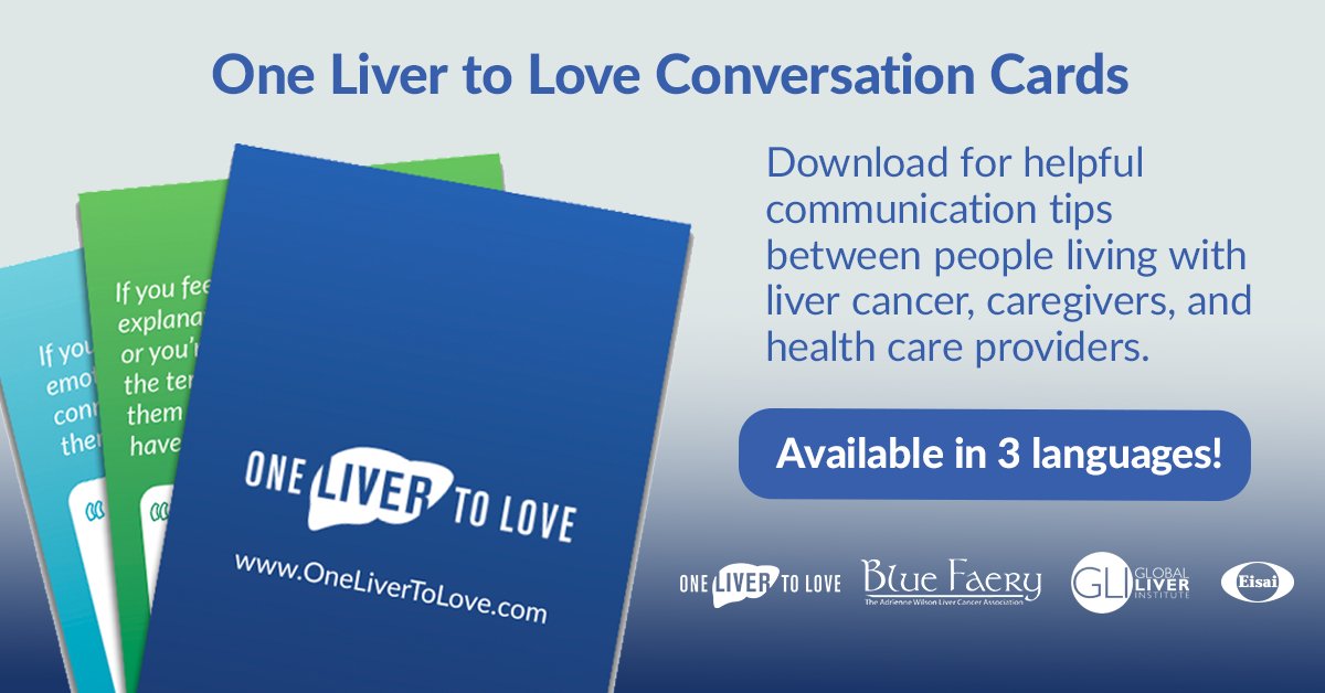 To support dialogue among people living with #livercancer, their caregivers, and their health care providers, the #OneLiverToLove team developed conversation cards. Download the cards from the One Liver to Love website by clicking the link below. #ad vist.ly/zih7