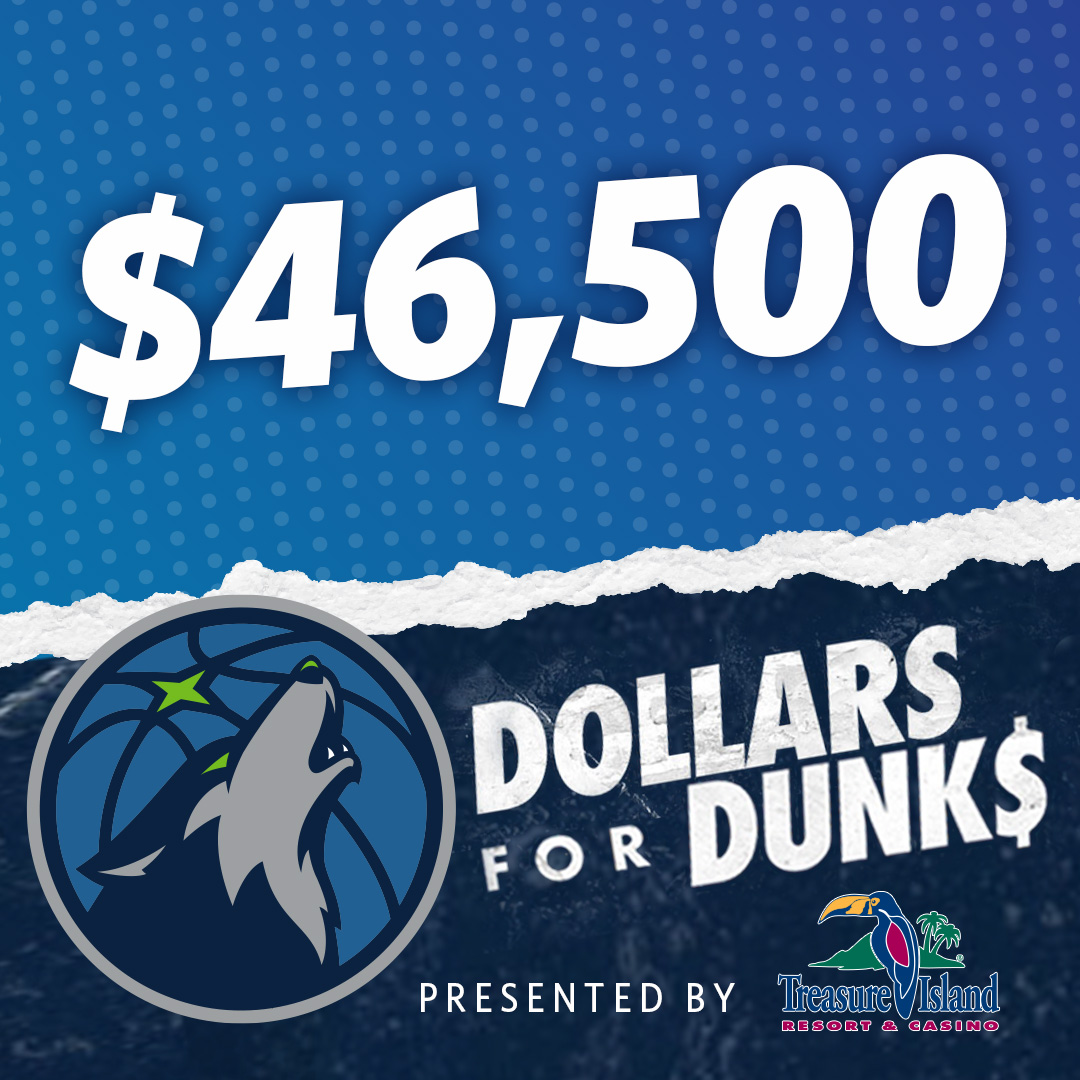 With 465 dunks by the @timberwolves during the regular season, we are proud to donate $46,500 through the Dollar$ for Dunks program. During the 2024 playoffs, we are doubling down and donating $200 for every Timberwolves dunk! Go Wolves!
