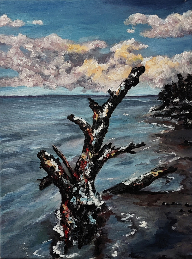 'Guardian Tree', an oil painting on canvas, artist: Luna Smith. #Scotland #seascape #artgallery luartgallery.com/art/GuardianTr…