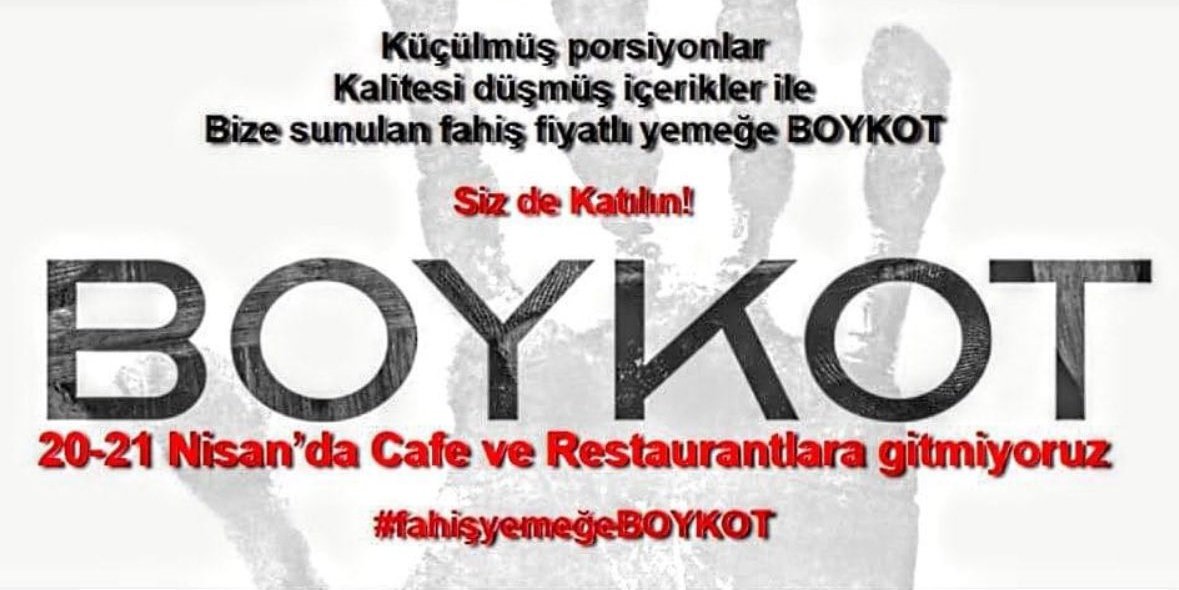 Restaurant, lokanta ve cafelerdeki fiyatlar nedeniyle #fahişyemeğeboykot kampanyası başlatıldı.