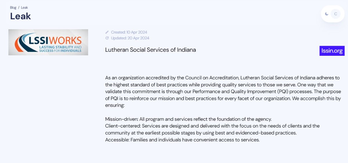 INC RANSOM #ransomware group has added lutheran social services of Indiana (lssin.org) to their victim list. #USA #incransom #cyberattack #darkweb #databreach #cti