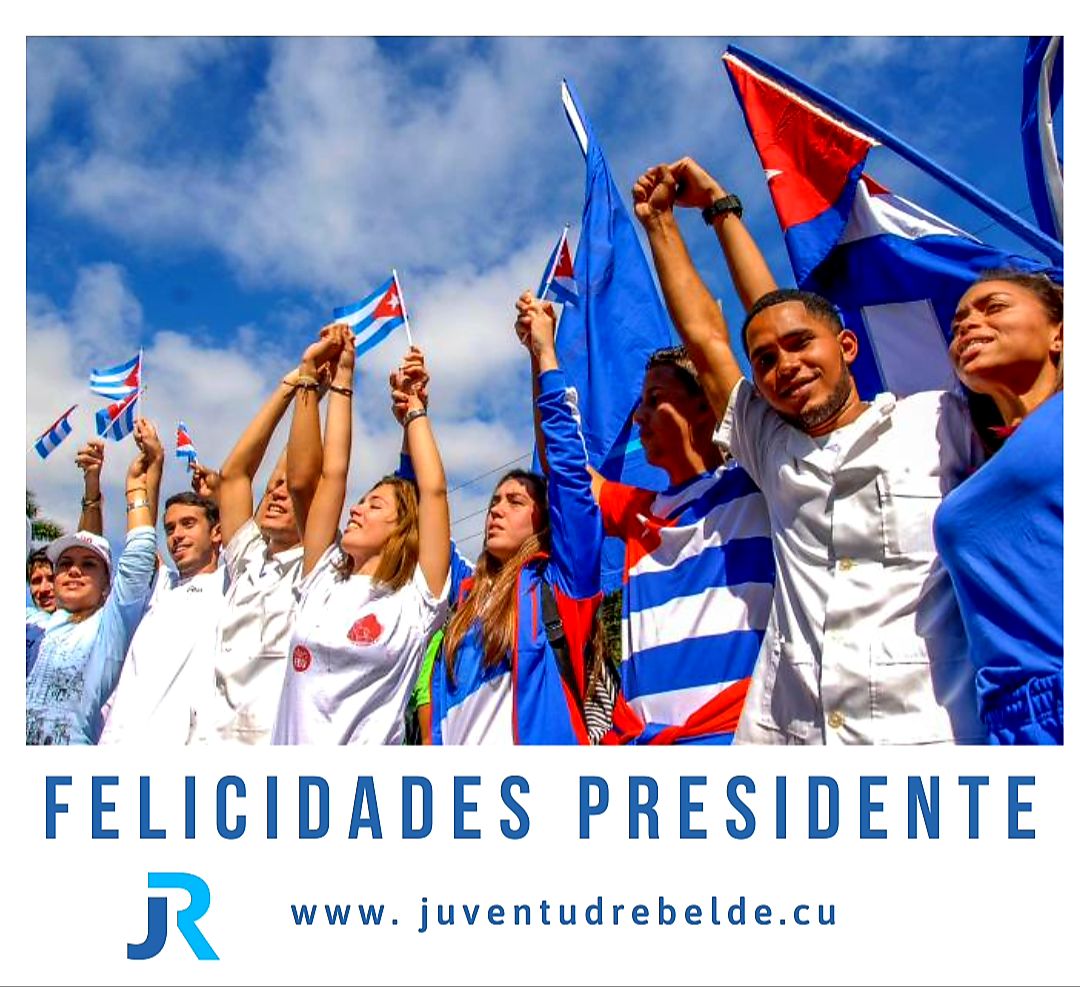 🎉JR felicita a nuestro presidente @DiazCanelB en su cumpleaños 🎂 Abrazos, presidente. A seguir haciendo por #Cuba.