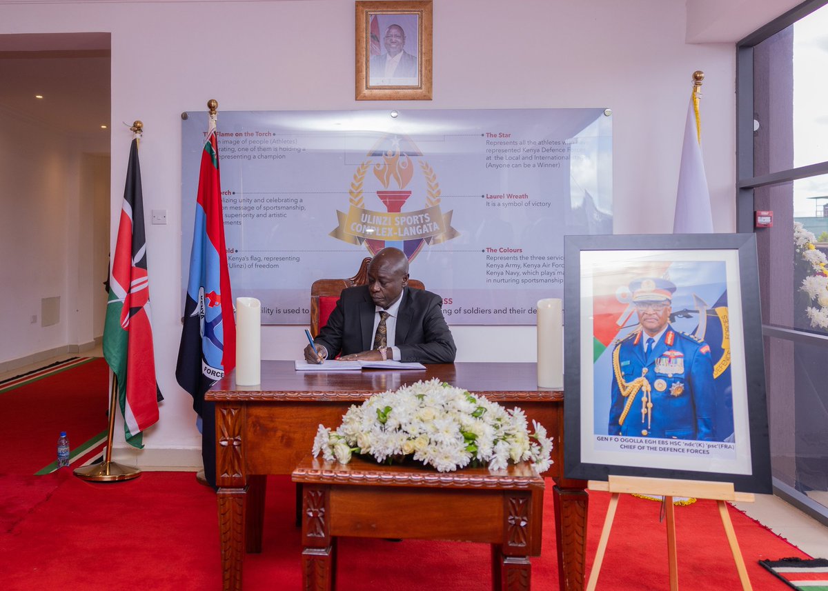 Deputy President H.E. Rigathi Gachagua, EGH joined the President William Samoei Ruto at Ulinzi Sports Lang'ata for the Military Honours for the Chief of Defence Forces General Francis Ogolla.