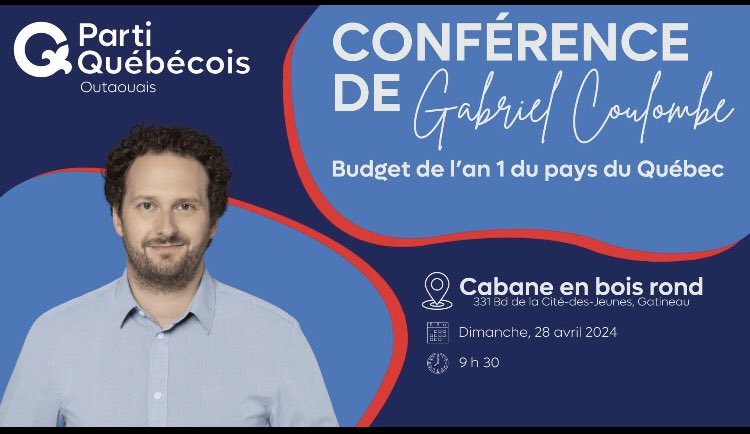 Les 26, 27 et 28 avril, je serai de passage à Sainte-Thérèse, Saint-Jérôme puis Gatineau pour présenter les finances d’un Québec indépendant⚜️💰⚜️ Comme à l’habitude, ces présentations sont ouvertes à toutes les personnes qui souhaitent y prendre part, à l’image de ce que sera le