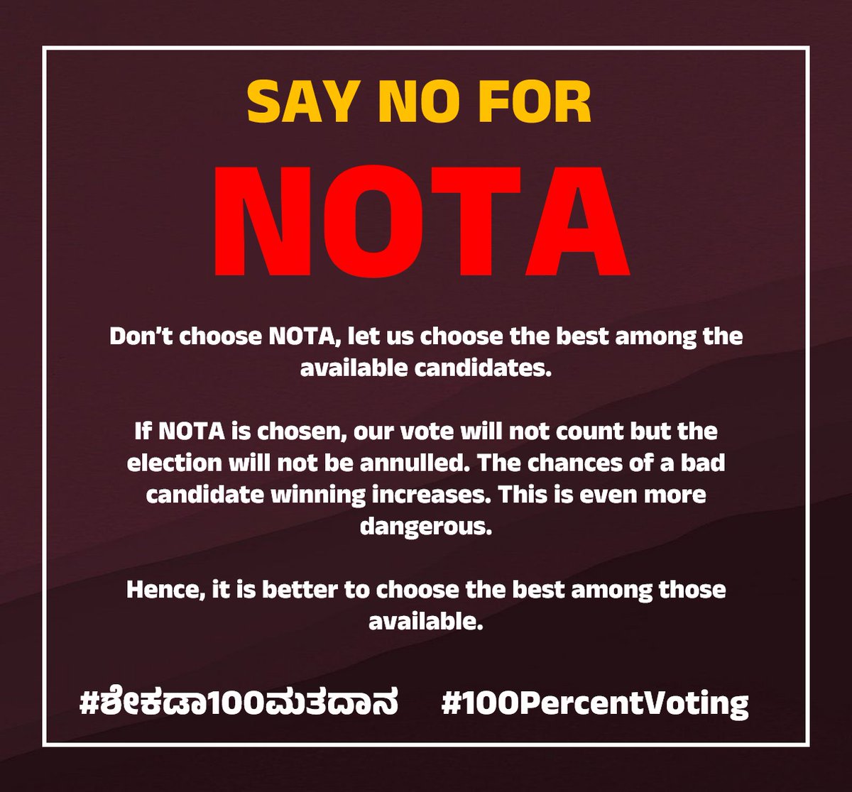 #ಶೇಕಡಾ100ಮತದಾನ
#100PercentVoting