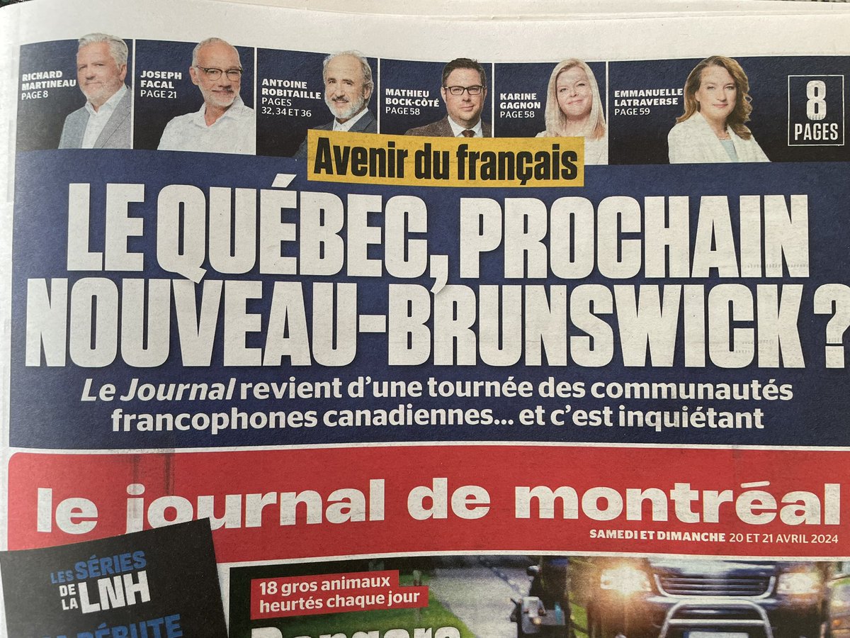 Non. Ça n’a absolument rien à voir. Environ le tiers de la population du Nouveau-Brunswick est francophone. C’est comme ça depuis 75 ans. Ailleurs au pays, c’est moins de 5 %. Au Québec, on est à près de 80 % de francophones. Et plus de 90 % des Québécois parlent français.…