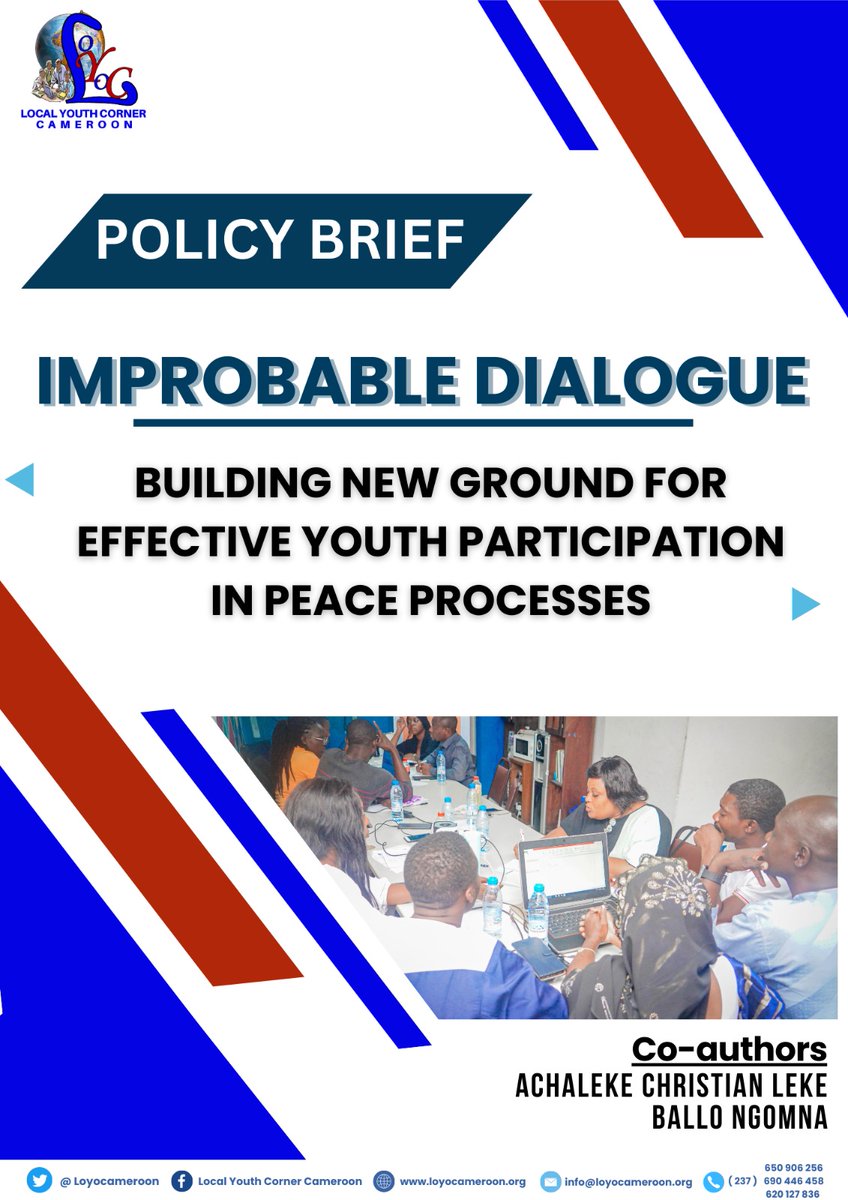 New Policy Brief Alert🔔📢 'Improbable Dialogue: Building a New Ground for Effective Youth Engagement & Participation in Peace Processes' This brief builds on empirical evidence & lessons learned from the different Improbable Dialogue sessions with young people in the NW & SW