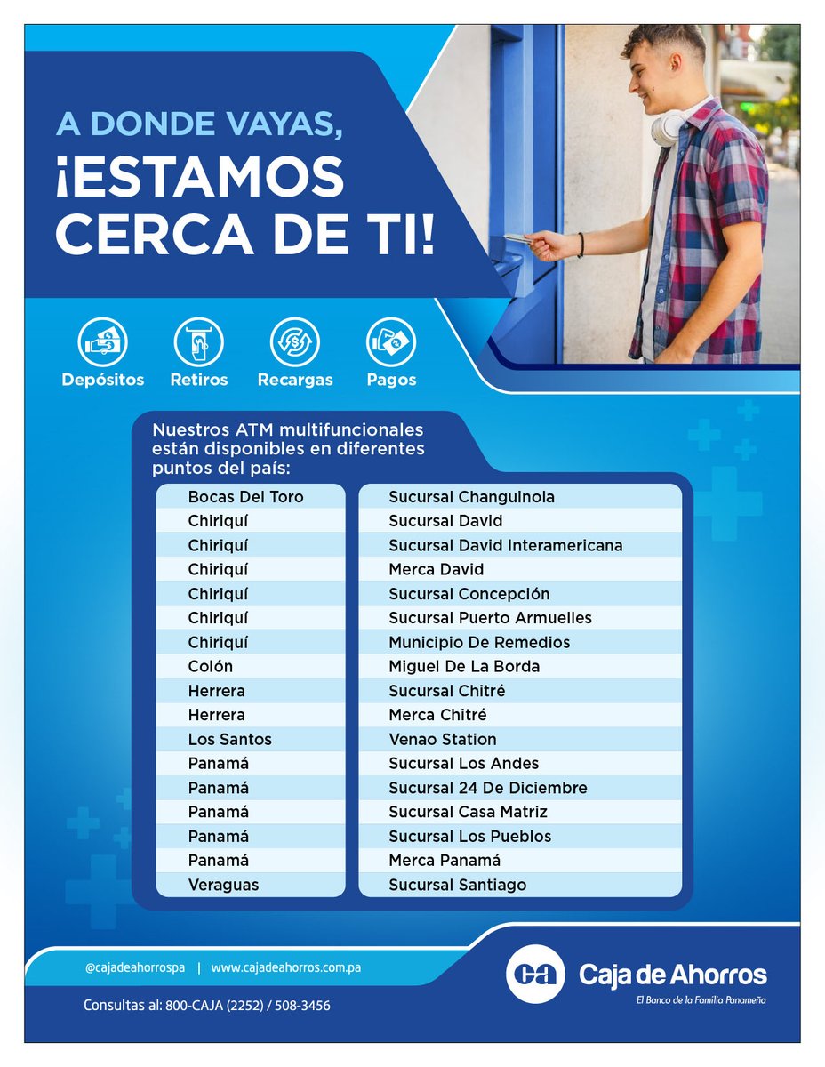 Busca tu Cajero Multifuncional más cercano para realizar tus depósitos, recargas y pagos a nivel nacional, a toda hora. #CajaDeAhorros