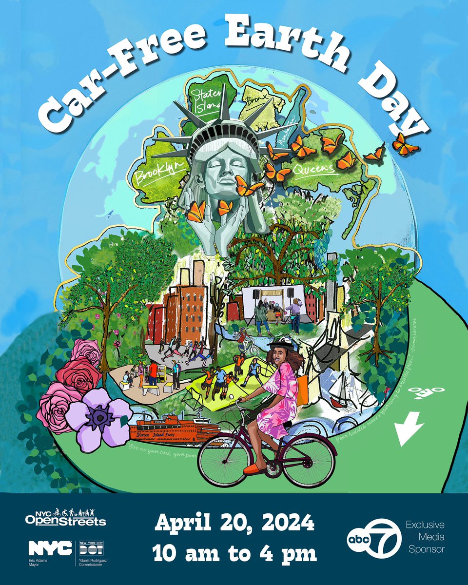 It's Car-Free Earth Day! Join us at 53 car-free streets & plazas across the five boroughs. Details: nyc.gov/carfreenyc Enjoy free unlimited 30 minute rides from Citi Bike. To redeem your free pass, enter promo code CARFREE24 on the “Daypass” tab of the Citi Bike app.