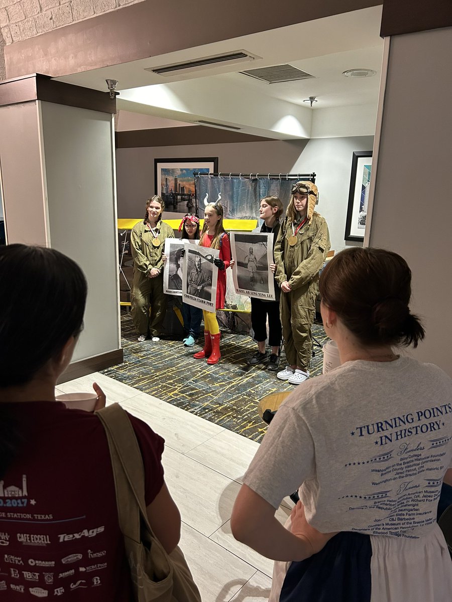 CoachMoltz's tweet image. Early morning with the AMCMS history fair team in Austin for State! Final rehearsals in the hotel lobby (even had a round of applause from some passersby’s getting a peak of the action)! Displays are set, presenters prepped to represent CSISD with pride! #CSISD @CSISD ✈️🇺🇸🪖