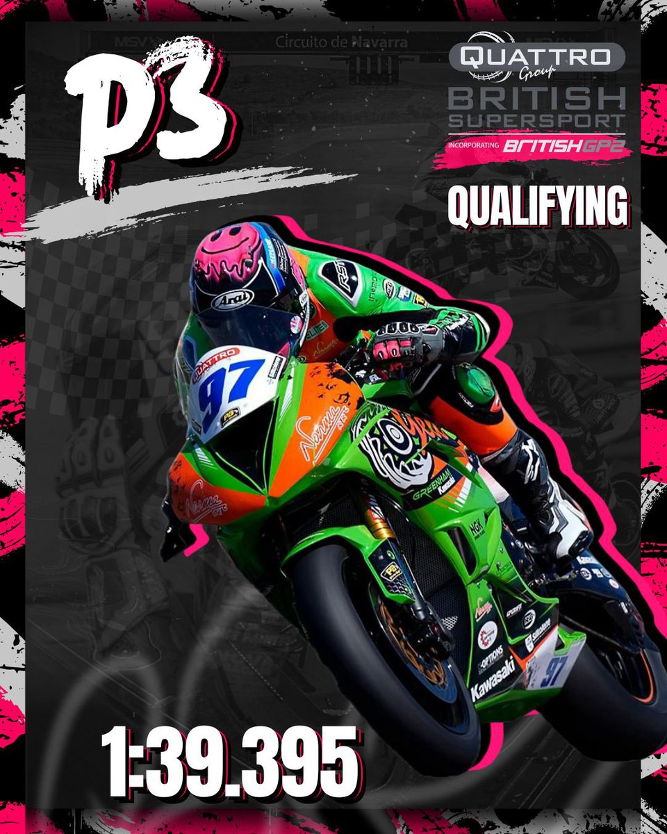 P3 in today’s qualifying +0.158 off pole 🫣 Some things to try to improve for tomorrow morning and then it’s race 1 of the year 😎👊
<a href="/OfficialBSB/">Bennetts British Superbike Championship</a>  <a href="/Kawasaki_News/">Kawasaki UK</a>