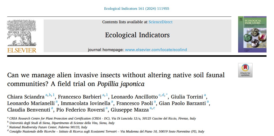 Curious to discover if entomopathogenic fungi and nematodes affect native soil faunal communities? We investigated the effects of these agents on both #Popilliajaponica larvae and non-target soil biota 🪲

Read the article on:  sciencedirect.com/science/articl……
@IPMPopillia
@CREARicerca
