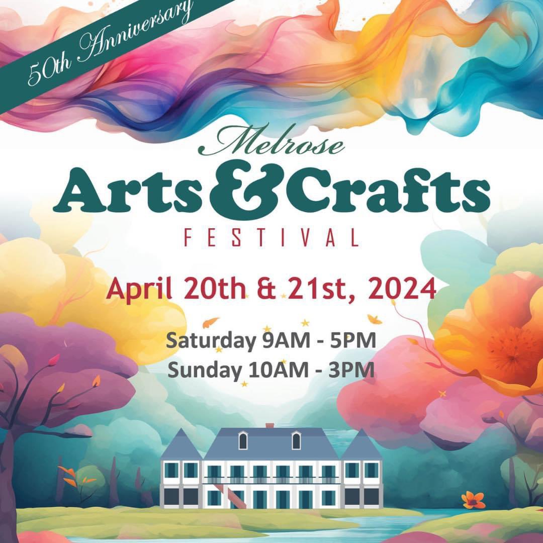 TODAY IS THE DAY!!! 50 years in the making! Get your one of a kind piece of locally made art and visit the beautiful grounds of Melrose! 📍 Melrose on the Cane 📆 Today and Tomorrow (4/20 & 21) 🕰️ Saturday 9 AM - 5 PM Sunday 10 AM - 3 PM #explorelouisiana #melroseonthecane