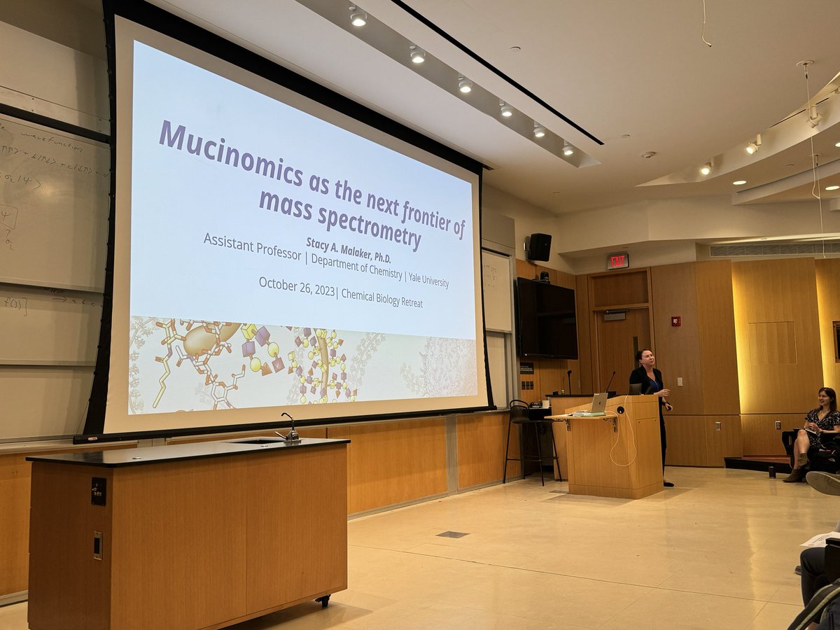 Amazing seminar from @StacyMalaker on overcoming enormous technical hurdles to enable mass spectrometry analysis of densely O-glycosylated mucin domains! #glycotime