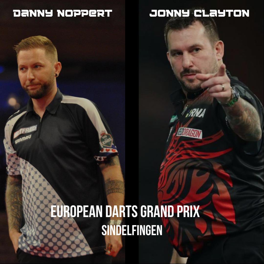 Double delight in Sindelfingen as both @Dannynoppert and @JonnyClay9 win their second round ties at the German Darts Grand Prix🇩🇪 it was 10 holds of throw between Danny and Gurney before Danny broke in the last leg, also a 6-5 win for Jonny after 4 ton plus finishes👏💙