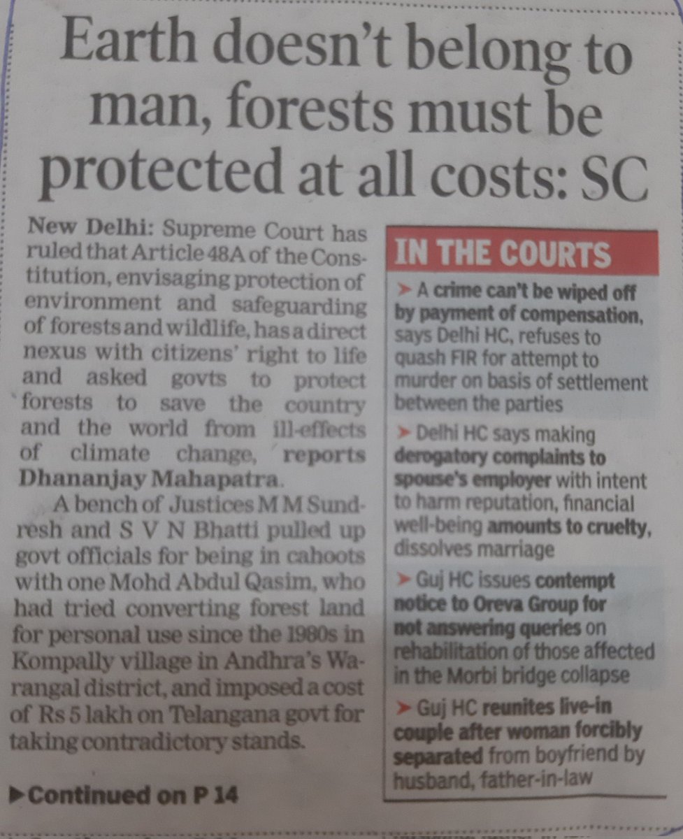 Kudos to SC of INDIA. However, people like @BillGates don’t believe in planting trees and want to control carbon emissions by unethical practices. Just to fulfill their own greeds. @Devinder_Sharma @drvandanashiva @Wangchuk66 @anmol_ambani @AmbaniTina #savetrees #saveplanets.