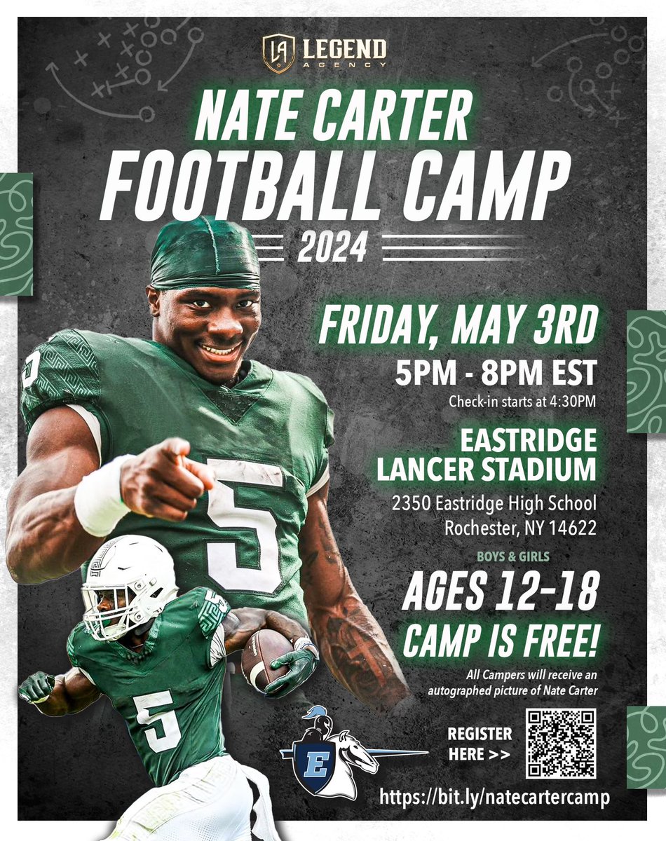 FREE 🏈 Camp! One of the best @_natecarter5 to come out of our area! Not only a big time player but even a better young man! Sign up TODAY! @SecVFootball @ApostleDCarter @PrimetimeBall_ @jjDandC