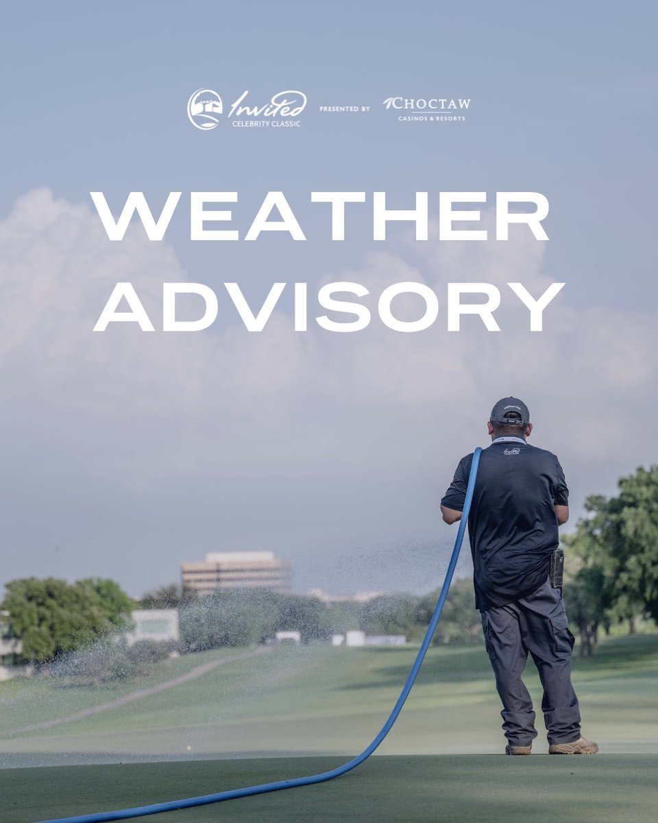 ‼️ ⚠️ Weather Advisory ‼️⚠️

Competition at the Invited Celebrity Classic presented by Choctaw Casinos & Resorts will be canceled for Saturday, April 20th. Round 2 will be played on Sunday, April 21st and will utilize the same tee times. 

#InvitedCelebrityClassic