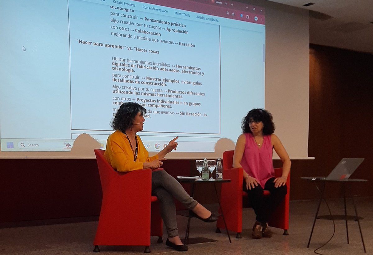 Conversa sobre eines #maker i pensament creatiu a l'aula: com dissenyar i facilitar processos #abp que apoderin i inspirin els estudiants. Amb @diane_brancazio i @szuritamon de @cesirecat. Exemples de projectes #maker i experiències d'aules reals. #steamconf24 #pbl