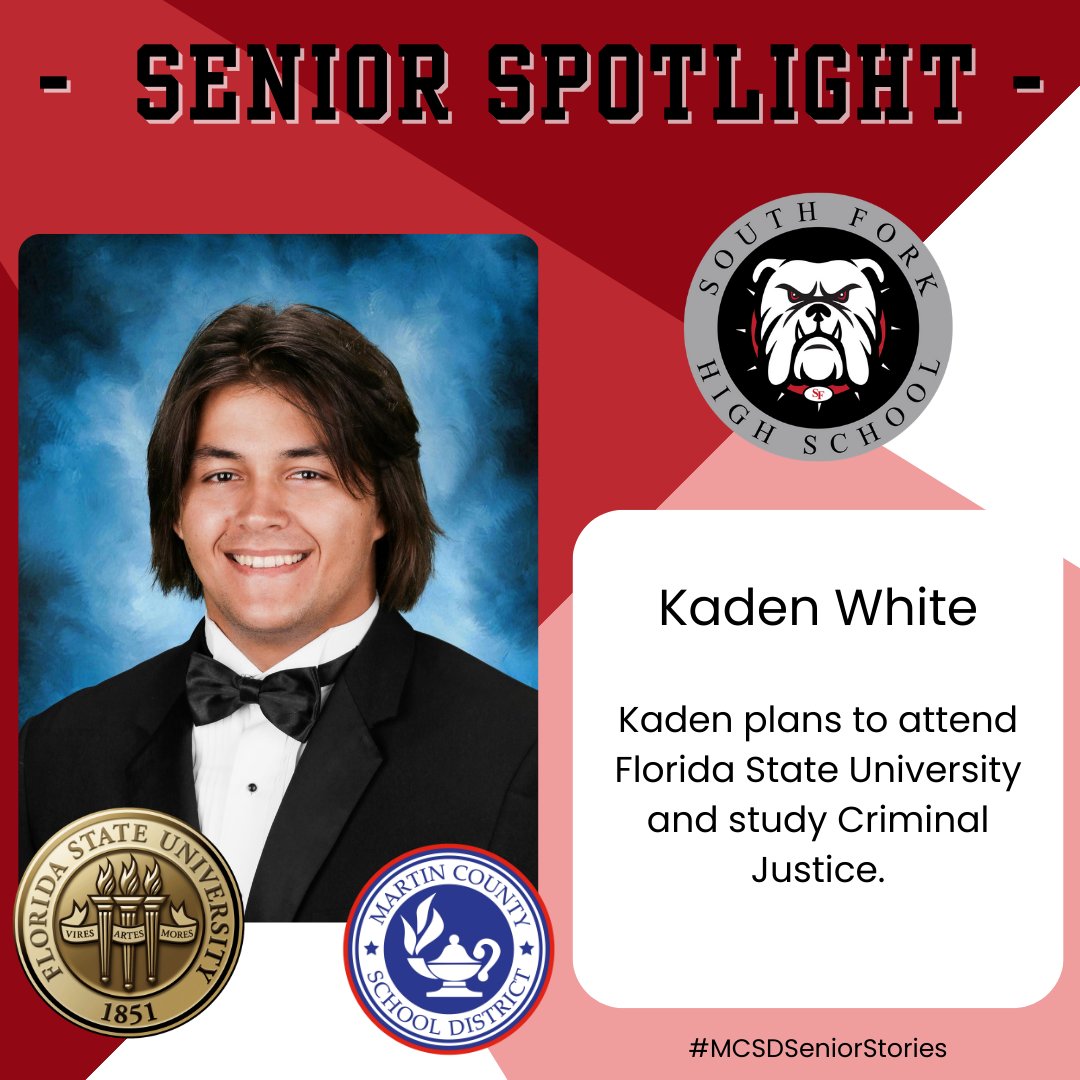 🎓#MCSDSENIORSTORIES🎓

This morning, we are shining a spotlight on @wearesouthfork senior Kaden White!

Kaden plans to attend @FloridaState and study criminal justice.

🎉Congratulations, Kaden!🎉

#ALLINMartin👊 #PublicSchoolProud #Classof2024