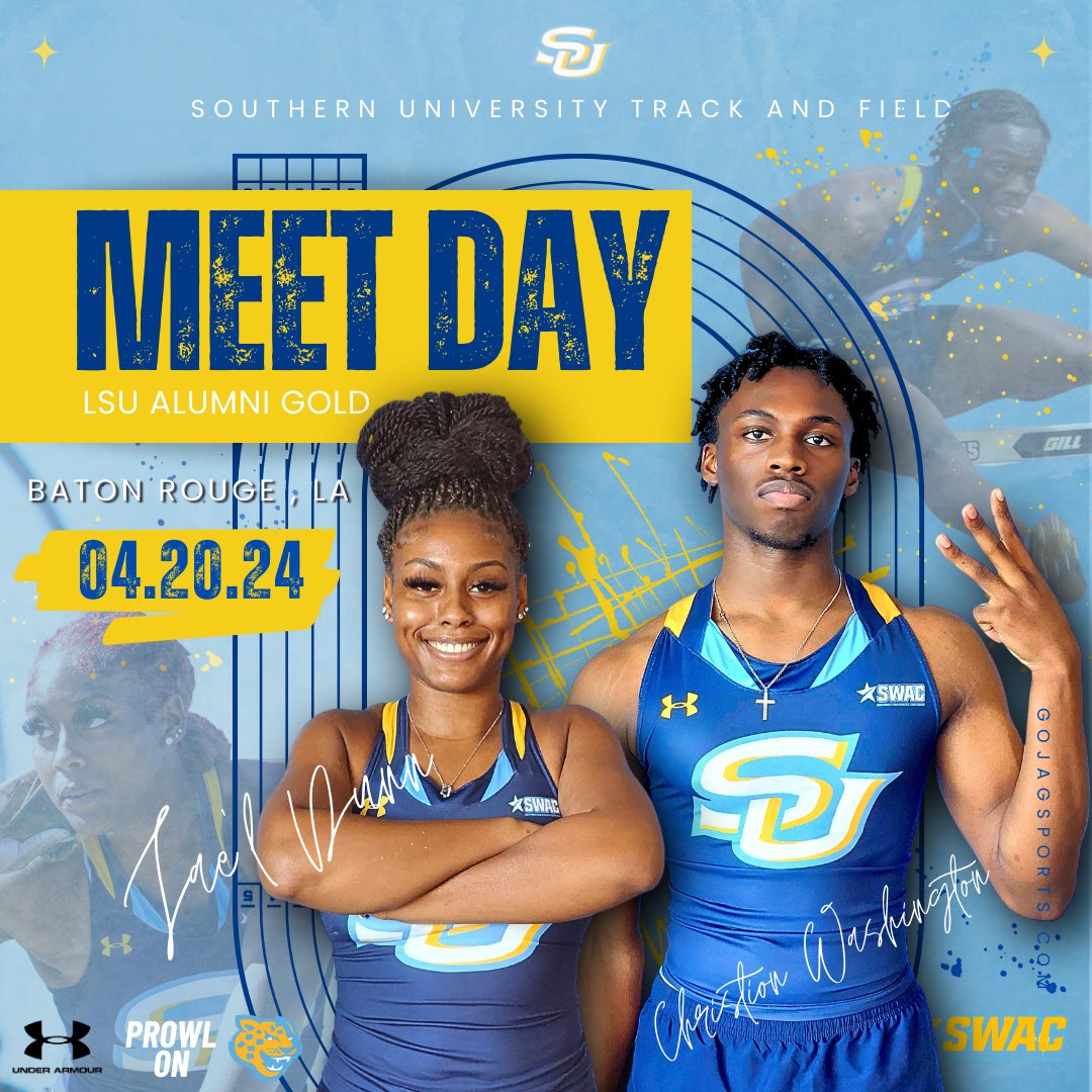 #MeetDay | #WeAreSouthern
🏟️ Bernie Moore Track Stadium 
⏰ Field Events 10am | Running Events 12:30pm 
📍Baton Rouge, LA 

Visit GoJagSports.com for details. 

#ExperienceTheStandard #SouthernIsTheStandard 
#TrackandField  
#ProwlOn | #GoJags | #WeAreSouthern