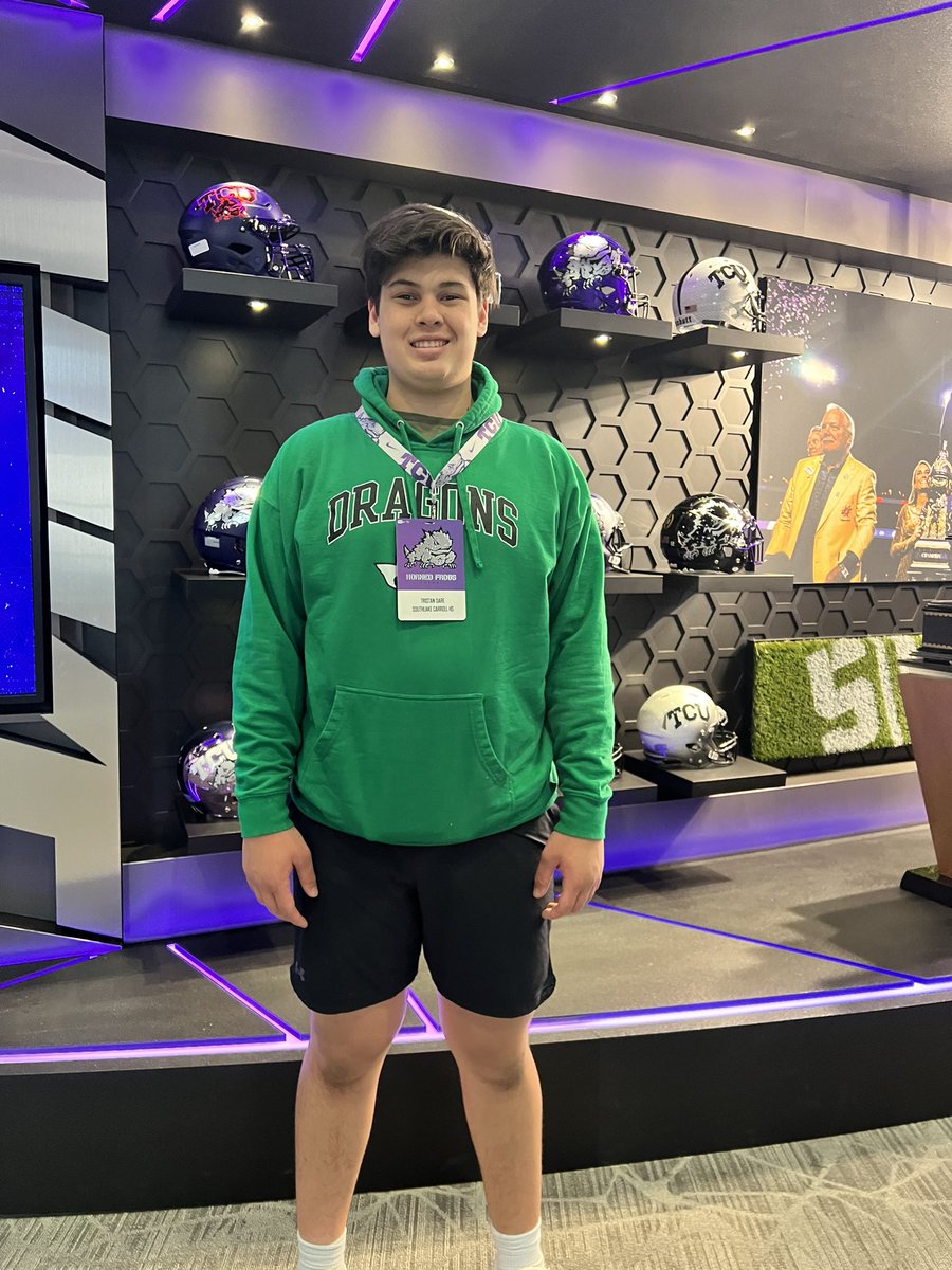 Had a great time at TCU! Thank you @CoachRickerOL @rajesh_murti @DavidRobersond for having me! @TCUFootball #GoFrogs @coachrdodge @coachvictorgill @SLC_Recruiting