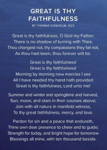 “Morning by Morning…” Spend some devotional time with these enduring lyrics… #GreatIsThyFaithfulness