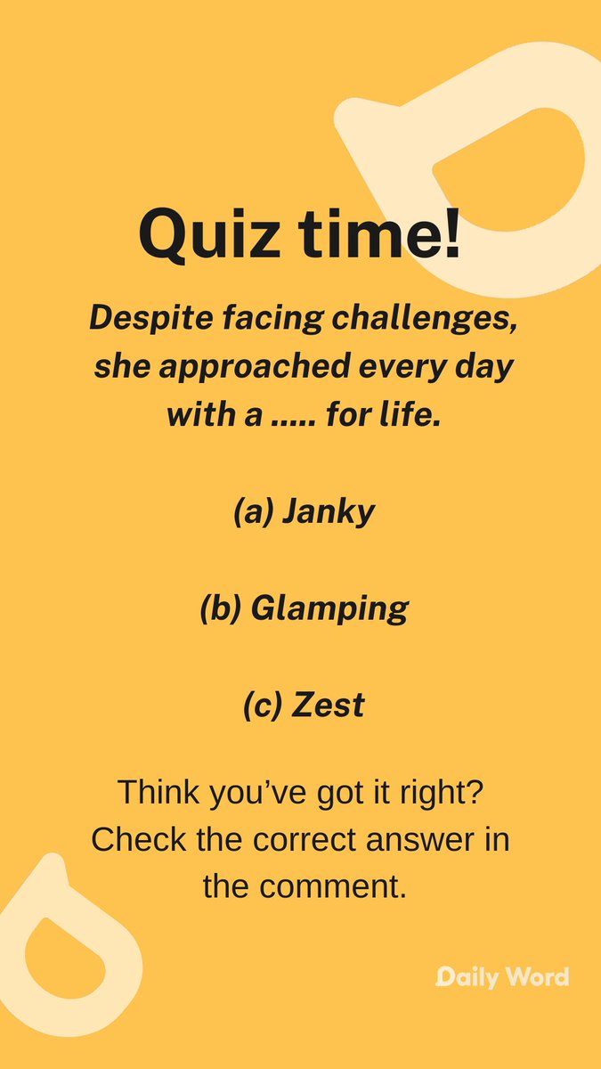 The answer is (c) 
Did you get it

#learnenglish #dailywordapp #english #learnenglishonline #language #vocabulary #learningenglish