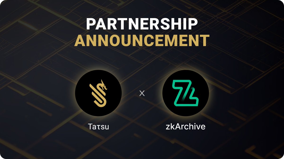 TatsuEcosystem's tweet photo. Taτsu 🤝 zkArchive

We are happy to announce a new partnership with @zk_archive!

zkArchive is offering a secure and private solution for storing sensitive files and data. Leveraging Zero-Knowledge Proof (ZKP) technology, zkArchive enables users to store, manage, and share files with high security without compromising privacy.

Together, we will pave the way toward a decentralized future! 🚀

// The announcement of partnerships should not be viewed as an endorsement of the projects involved. These announcements are provided for informational purposes only and should not be considered financial advice. //