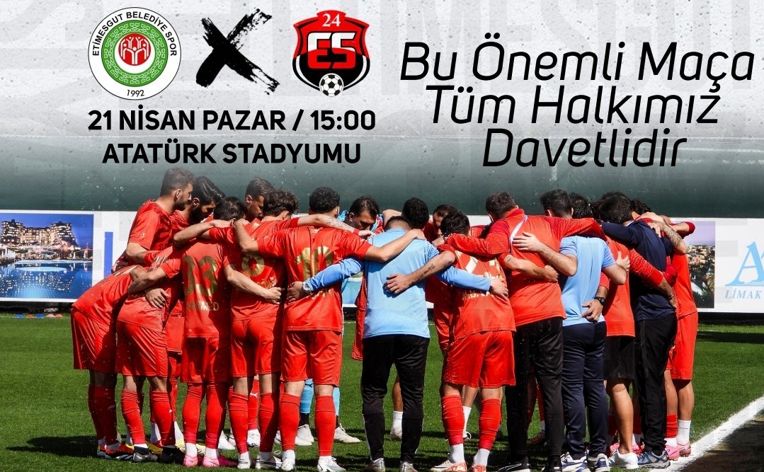 TFF 2. Lig Kırmızı Grup'ta mücadele eden futbol takımımızın 24 Erzincanspor'la oynayacağı maça tüm taraftarlarımızı bekliyoruz. 🏪 21Nisan Pazar ⏰️ 15.00 📍Etimesgut Atatürk Stadyumu