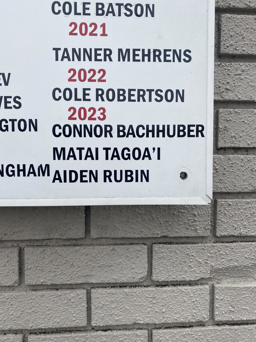 New Addition to our All CIF Board as we honor @aidenrubinn @ConnorBachh and @MataiTagoai_ All 3 were named All CIF after competing in the toughest division in the nation. All part of the process at #onetownoneteam 🏆🔱🏈📍🏄‍♀️