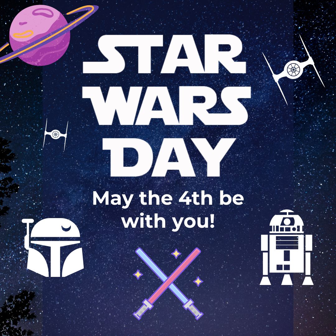 May the 4th be with YOU at the North Courthouse Road Library! Calling all Jedi, Padawans, and Rebels! Celebrate Star Wars Day with a galactic extravaganza on Saturday, May 4th at 10 AM!